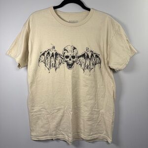 Avenged Sevenfold Concert T-Shirt 2025 Soldier Field Chicago L Beige Tan Skull